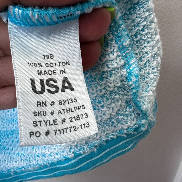 Fresh Produce Women's Pinstripe Sunset French Terry Sweatshirt Blue 3/4 Large - Picture 7 of 8